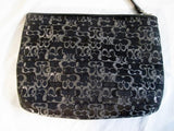 COACH Signature C Jacquard Baguette Purse Wallet Clutch Evening Bag BLACK SILVER