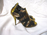 OSCAR DE LA RENTA High Heel Stiletto PUMP Shoe Sandal Strappy 36 Black Gold