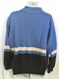 Mens BOGNER Knit Ski Holiday Wool SWEATER Jacket BLUE BLACK GRAY L Embroidered