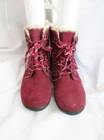 Womens EARTH ORIGINS Ankle Lace Up Suede Leather Boot 11 RED CROWLEY S ...