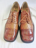 New Mens PLACIDO Ostrich Leather OXFORD Cap Toe Shoes BROWN Loafer 11E Croc