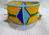 Handmade Multi-Strand AFRICA Bead BRACELET Tribal Ethnic Cuff Bangle ORANGE BLUE