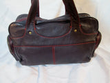 MARC JACOBS Leather Shoulder Bag Handbag Satchel PURPLE Tote PURSE Pockets Hobo