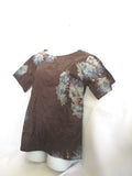 NEW DRIES VAN NOTEN Quilted FLORAL Blouse Top Shirt 36 BROWN BLUE