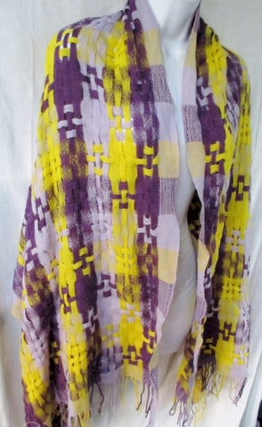 82" Woven Fabric NECK SCARF Shawl Wrap PURPLE YELLOW Hipster Boho Indie
