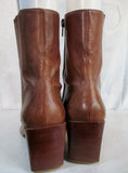Womens BRONX SHOES LEATHER Western Ankle Cowboy BOOT BROWN 7.5