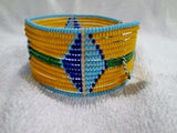 Handmade Multi-Strand AFRICA Bead BRACELET Tribal Ethnic Cuff Bangle ORANGE BLUE