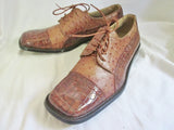 New Mens PLACIDO Ostrich Leather OXFORD Cap Toe Shoes BROWN Loafer 11E Croc
