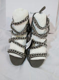 NEW CAMILLA SKOVGAARD Chain Cross-Strap Sandal Shoe 36.5 6 GREIGE NUBUCK