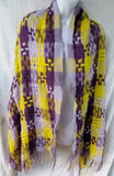 82" Woven Fabric NECK SCARF Shawl Wrap PURPLE YELLOW Hipster Boho Indie