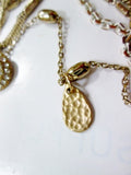 36" SARA BELLA CLUSTER Multi STRAND Necklace Lariat Charm Tassel GOLD SHIMMER