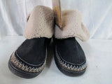 NEW Womens ISOTONER WOODLANDS Faux Suede Fur Clog Moc Slippers 7.5-8 BLACK
