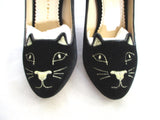 NEW CHARLOTTE OLYMPIA KITTY PUMP CAT BLACK Embroidered Shoe 36.5 Womens
