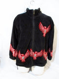 Mens TEEPEE CANADA NATIVE EAGLE Fleece Coat Jacket Black RED S Ethnic