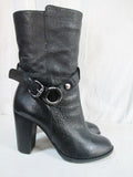 Womens STEVE MADDEN NOTORIUS Leather Moto Riding Boot Shoe BLACK 7