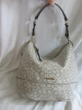 CALVIN KLEIN CK leather hobo satchel shoulder signature bag handbag WHITE GOLD purse