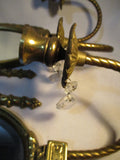 Set Vintage Brass MIRROR Candelabra Architectural Candle Holder Sconce