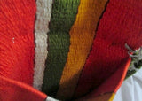 Funky Stripe Kilim Wool Blanket Ethnic Tapestry Carpet Shoulder Bag ORANGE GREEN Fringe