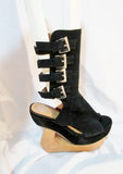 Womens JEFFREY CAMPBELL HI TRACK PLATFORM WEDGE Heel Bootie 9 BLACK Shoe