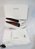 CELINE PARIS ITALY PUMP LEATHER 50 Shoe WHITE 37 / 6.5 Kitten Heel Womens EUC