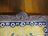 Handmade Set Tile MOSAIC Flora Wall Hanging Art BLUE YELLOW Decor Ethnic