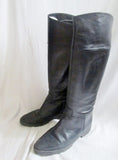 Womens FRENCH FOLLIES Knee High Leather Moto Riding Boot Rocker BLACK 8.5 Shoe