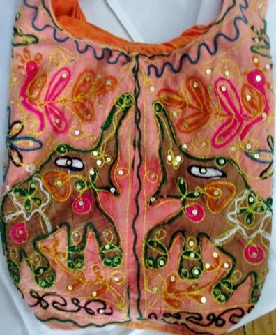 Funky Embroidered Festival Crossbody Ethnic Bag Vegan Indie Purse Hippie Elephant Sling ORANGE