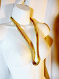 30" RHINESTONE Tiered Layer GOLD Necklace Collar Choker Red Carpet Belt GLAM