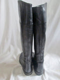 Womens FRENCH FOLLIES Knee High Leather Moto Riding Boot Rocker BLACK 8.5 Shoe