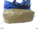 CELINE BI-CABAS Leather Tote Bag Shopper Luggage Italy OLIVE GREEN BLUE