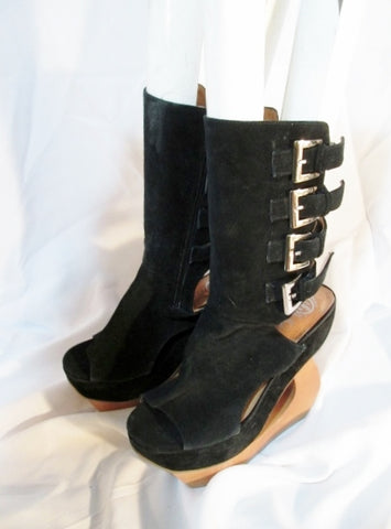 Womens JEFFREY CAMPBELL HI TRACK PLATFORM WEDGE Heel Bootie 9 BLACK Shoe