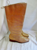 Womens MARKON Steampunk LEATHER Lace Back RIDING BOOT 7.5 BROWN WHEAT CHESTNUT