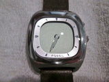 STUNNING FOSSIL BIG TIC ALL STAINLESS STEEL JR-8712 WATCH Leather Brown