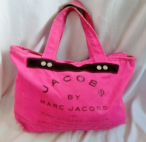 JACOBS BY MARC JACOBS canvas vegan tote shopper carryall NEON HOT PINK L