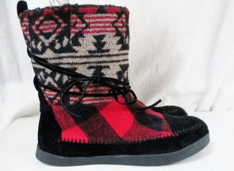 NEW MADDEN GIRL Aztec Maya Tapestry ANKLE BOOT WESTERN SHOE BLACK RED 8.5 Ethnic