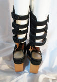 Womens JEFFREY CAMPBELL HI TRACK PLATFORM WEDGE Heel Bootie 9 BLACK Shoe