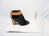 NEW CHLOE PONY CALF TUCSON Bootie Ankle Boot 36 / 6 BLACK BROWN NWT Leather Shoe Peep Toe