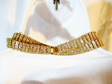 30" RHINESTONE Tiered Layer GOLD Necklace Collar Choker Red Carpet Belt GLAM