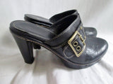 Womens COACH CANDACE Leather High Heel Clogs Mules Shoes BLACK 6.5