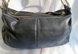 PERLINA NEW YORK Leather Shoulder Bag Handbag Satchel BLACK Hobo Braided Strap