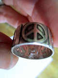 Signed 900 STERLING Silver Ring PEACE SIGN Bubble Sz 7.5 Band Jewelry Wedding