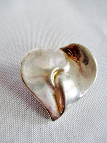 AIRESS 925 STERLING SILVER Puffy HEART LOVE BROOCH PIN SOULMATE FRIEND MOM