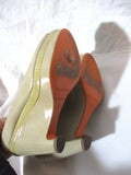 JIL SANDER WEDGE PUMP Shoe Sandal Platform Peep Toe 36 Beige Taupe