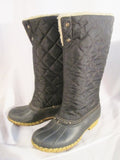 Womens L.L. BEAN Boots Maine Rain Snow DUCK Quilted BLACK Boot 6 Waterproof Rubber