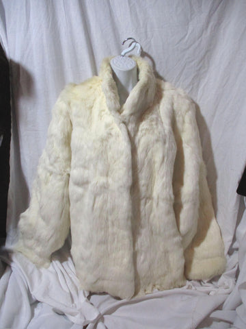 WILSONS NATURAL RABBIT Fur Coat Jacket WHITE M ESTATE FIND