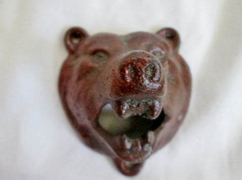 Vintage Retro Style Cast Iron GRIZZLY BEAR Face Wall Mounted Bottle Opener