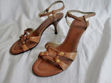 Womens COLE HAAN LEATHER Strappy Sandals Shoes 7.5 BROWN NIKE AIR High Heel