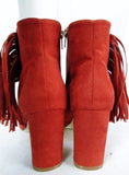 Womens NY & CO. FRINGED Faux SUEDE Leather BOOTS Shoes Booties MEDIUM ORANGE RED 7
