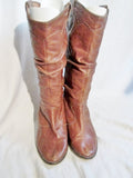 Womens STEVE MADDEN LEATHER Cowboy Slouch BOOT WESTERN BROWN 8.5 Boho