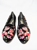 NEW ALEXANDER MCQUEEN EMBROIDERED FLORAL FLAT Shoe 36 6 BLACK Womens